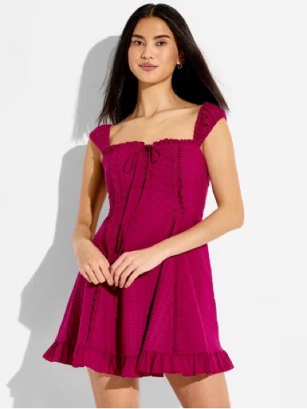 Women’s Cap Sleeve Eyelet Mini A-Line Dress - Wild Fable